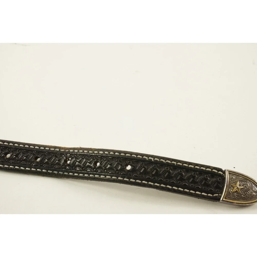 Vintage Oklahoma‎ University Ludwigs Handmade Belts 32 Black Leather Tooled Belt